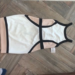 Color blocked strappy back mini dress